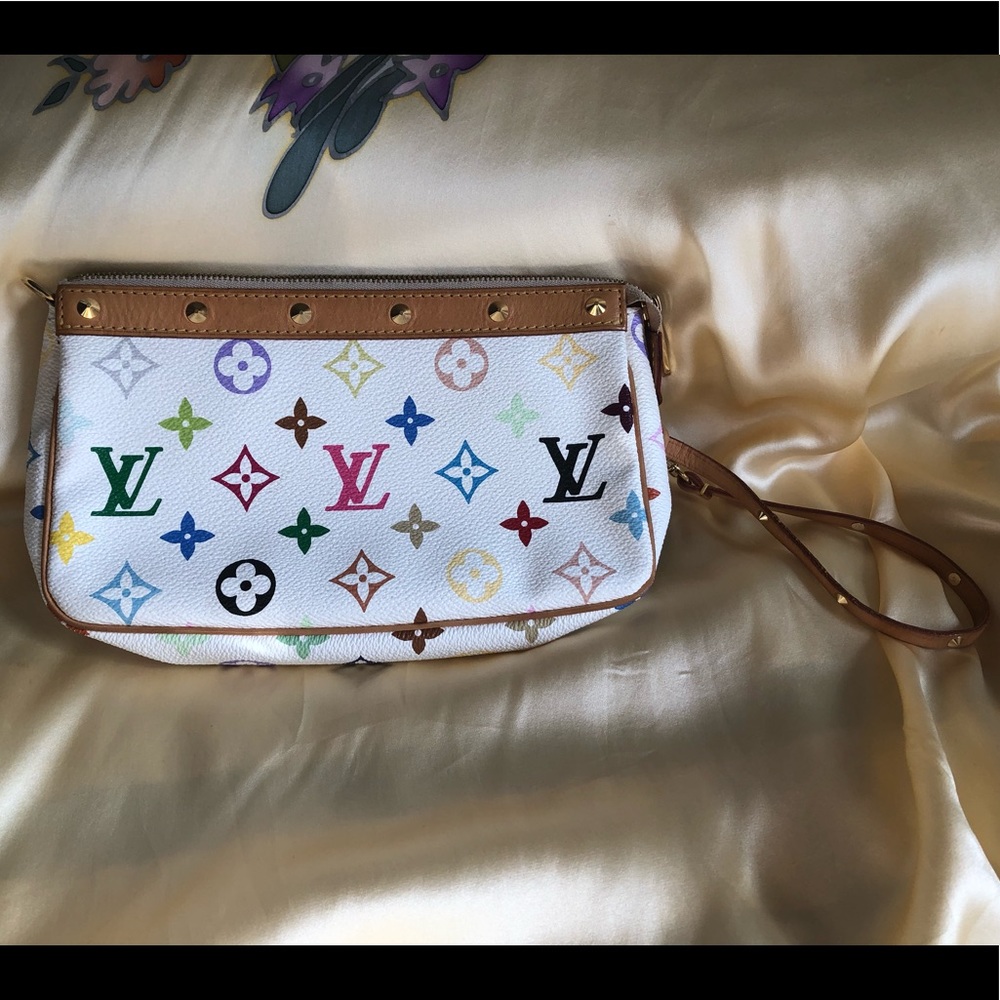 Louis Vuitton white multicolor monogram pochette